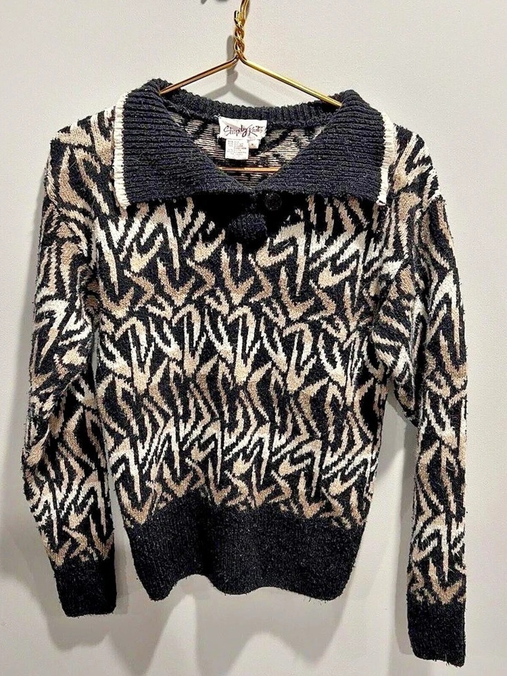 Apple Knits Abstract Knit Sweater Size Medium